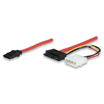 Cavo Slimline SATA Maschio / SATA Maschio / Molex, Rosso, 30 cm