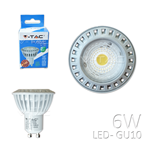 FARETTO LED 6W GU10 COB BIANCO CALDA 3000K 110° 450 LUMEN VT-1860 V-TAC 1603