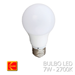 LAMPADINA BULBO LED 7W E27 A19 560 LUMEN CALDA 3000K 270° KODAK 41004 55W