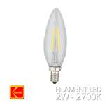 LAMPADINA FILAMENTO CANDELA LED 2W E14 200 LUMEN CALDA 3000K 360° KODAK 41067 DIMMERABILE