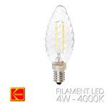 LAMPADINA FILAMENTO CANDELA LED 4W E14 400 LUMEN NATURALE 4000K 360° KODAK 42012 DIMMERABILE