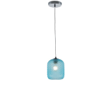 LAMPDADARIO A SOSPENSIONE ASHFORD VETRO SFACCETTATO BLU ACQUAMARINA 1XE27 15X20CM