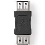 Adattatore USB-A | USB 2.0 | USB-A Femmina | USB-A Femmina | 480 Mbps | Tondo | Placcato nickel | PVC | Nero | Busta