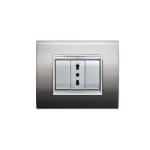 PLACCA SERIE NEW PRESTIGE  3 POSTI FRUTTI MODULI FINITURE VULCANIZZATE GRIGIO NOTTE 