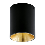 PLAFONIERA POLASSO LED 3,3W 3000K 340Lm SPOT ROTONDO STRUTTURA METALLO NERO INTERNO ORO Ø10 H12