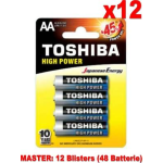 (12 Confezioni) Toshiba Batterie 4pz Stilo LR6GCP BP-4 AA Alcaline