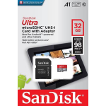 SanDisk Micro SD 32GB Classe A1, 98MB/s + Adattatore SD