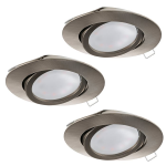 FARETTI TEDO DA INCASSO CON GHIERA REGOLABILE 3 X GU10 LED 3 X 5W 3000K ALLUMINIO NICKEL SATINATO Ø8 FORO Ø6.8