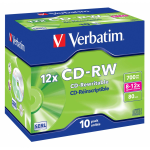 CD-RW 8-12x 700MB 10 Pacchetto Jewel Case Argento opaco