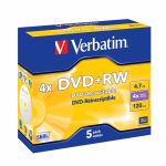 DVD+RW 4x 4.7GB 5 Pacchetto Jewel Case Argento opaco