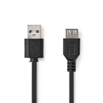 Cavo USB | USB 2.0 | USB-A Maschio | USB-A Femmina | 480 Mbps | Placcato nickel | 3.00 m | Tondo | PVC | Nero | Busta