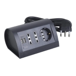 MULTIPRESA GRIGIA SCRIVANIA 2 PRESE BIPASSO 16A UNA PRESA SCHUKO 1 P30 + 2 USB SPINA 16A BTICINO