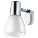 LUCE DA SPECCHIO APPLIQUE STICKER 1 X E14 STRUTTURA METALLO CROMATO DIFFUSORE VETRO OPACO 7 x 9.5 H11.5