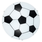 PLAFONIERA JUNIOR 1 1 X E27 METALLO BIANCO E VETRO SATINATO DECORAZIONE PALLONE DA CALCIO Ø24.5