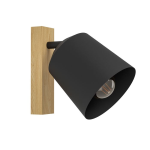 APPLIQUE COTORRO 1 X E27 STRUTTURA IN LEGNO PARALUME METALLO NERO 14.5 x 23 H22