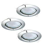 FARETTI DA INCASSO PENETO 3 GHIERE ROTONDE + 3 GU10 LED 3W INCLUSE METALLO CROMATO Ø7.8 Foro Ø6.5