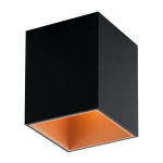 PLAFONIERA POLASSO LED 3,3W 3000K 340Lm STRUTTURA METALLO NERO INTERNO RAME 10 x 10 H12