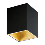 PLAFONIERA POLASSO LED 3,3W 3000K 340Lm STRUTTURA METALLO NERO INTERNO ORO 10 x 10 H12