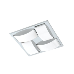 PLAFONIERA WASAO 1 LED 4 X 5,4W 3000K 2040Lm STRUTTURA ACCIAIO INOX CROMATO DIFFUSORE VETRO LACCATO IP44 32 x 32 H6