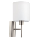 APPLIQUE PASTERI 1 X E27 STRUTTURA NICKEL SATINATO DIFFUSORE TESSUTO BIANCO 14.5 x 19.5 H30.5