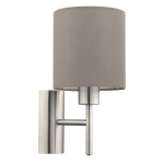 APPLIQUE PASTERI 1 X E27 STRUTTURA NICKEL SATINATO DIFFUSORE TESSUTO TORTORA 14.5 x 19.5 H30.5