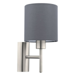 APPLIQUE PASTERI 1 X E27 STRUTTURA NICKEL SATINATO DIFFUSORE TESSUTO GRIGIO 14.5 x 19.5 H30.5