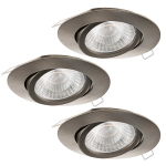 FARETTI DA INCASSO TEDO 1 3 X GU10 LED 3 X 5W INCLUSA NICKEL OPACO GHIERE REGOLABILI Ø8 Foro Ø6.8