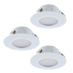 TRE FARETTI DA INCASSO PINEDA LED 3 X 6W 3000K 3 X 500Lm GHIERA BIANCA IP44 Ø7.8 Foro Ø6.5