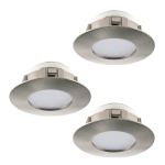 TRE FARETTI DA INCASSO PINEDA LED 3 X 6W 3000K 3 X 500Lm GHIERA NICKEL SATINATO IP44 Ø7.8 Foro Ø6.5