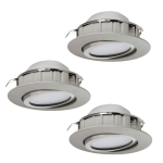 TRE FARETTI DA INCASSO PINEDA REGOLABILI LED 3 X 6W 3000K 3 X 500Lm GHIERA NICKEL SATINATO IP20 Ø8.4 Foro Ø7.2