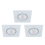 TRE FARETTI DA INCASSO REGOLABILI AREITIO GU10 LED 3 X 5W ALLUMINIO SPAZZOLATO 9.5 x 9.5 Foro Ø7.5