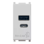 Alimentatore USB A+C 5V 2,4A 1M Silver SERIE VIMAR PLANA