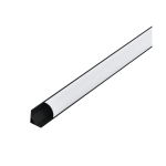 PROFILO PER STRISCE LED AD ANGOLO CORNER PROFILE 1 ALLUMINIO NERO 2MT 16 MM CON COPERTURA ARROTONDATA E TAPPI - H1.6