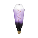 LAMPADINA LED E27 4W 2700K FORMA DIAMANTE VETRO SFUMATO TRASPARENTE VIOLA E FUMÈ A FILAMENTO 120 LUMEN L245 Ø100