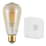 LAMPADINA LED E27 4,9W 2200K VETRO AMBRATO A FILAMENTO 500 LUMEN CONNESSO CON APP SENSORE PIR Ø6.4  14.2