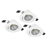 KIT 3 FARETTI REGOLABILI SALICETO LED 3 X 6W 2700K 1350Lm inclusa ALLUMINIO BIANCO