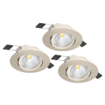 KIT 3 FARETTI REGOLABILI SALICETO LED 3 X 6W 2700K 1350Lm inclusa ALLUMINIO NICHEL SATINATO