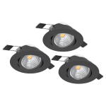 KIT 3 FARETTI REGOLABILI SALICETO LED 3 X 6W 2700K 1350Lm inclusa ALLUMINIO NERO Ø8.8 H4.2 Foro Ø6.8