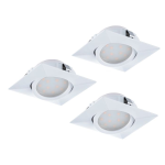 KIT 3 FARETTI GHIERE PINEDA LED 3 X 6W 3000K 3 X 500Lm INCLUSA POLICARBONATO BIANCO 8,4 x 8,4  Foro Ø7,2