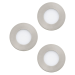 KIT 3 FARETTI PANNELLI FUEVA 1 LED 3 X 2,8W 3000K 1050Lm ALLUMINIO NICHEL SATINATO Ø85 Foro Ø74