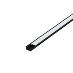 PROFILO PER STRISCE LED DA INCASSO 1MT RECESSED PROFILE 1 ALLUMINIO NERO 23 X 9 MM CON COPERTURA E TAPPI 100 x 2.3 H0.9