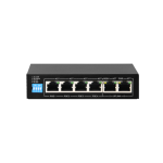 Switch PoE - 4 porte PoE + 2 Uplink RJ45 - Velocità fino a 100 Mbps su tutte le porte - Fino 30W in totale per tutte le porte - Larghezza di banda 1.2 Gbps - Norma IEEE802.3at (PoE) / af (PoE+) SW0604POE-65-E