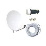 KIT TV SATELLITARE EMME ESSE PARABOLA 60CM + LNB SINGOLO A BASSA FIGURA DI RUMORE + CAVO SAT 20 METRI - 2 CONNETTOR F