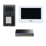 Kit VIDEOCITOFONO IP DAHUA CONNESSO POSTAZIONE ESTERNA 2 CHIAMATE 1 MONITOR 7" WI-FI 1 SWITCH POE 4