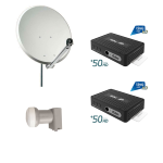 KIT PRONTA INSTALLAZIONE PER IMPIANTO SATELLITARE DOPPIO DECODER FUBA ODE718 PARABOLA 80 LNB SINGOLO