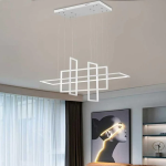 LAMPADARIO SOSPENSIONE LED 98W 7480 LUMEN 4000K EFFETTO GEOMETRICO CON QUATTRO RETTANGOLI INTRECCIATI