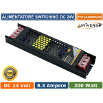 ALIMENTATORE 200W 24V 8,3A IP20 SWITCHING PER STRISCE LED ILLUMINAZIONE