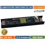 ALIMENTATORE 300W 24V 12,5A IP20 SWITCHING PER STRISCE LED ILLUMINAZIONE