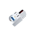 Adattatore 2 pos bipasso/schuko +USB spina10A salvasp. + int.