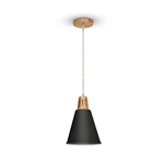 LAMPADARIO CON PORTALAMPADA E27 MAX 60W BASE IN RAME COPERTURA NERA 220MM